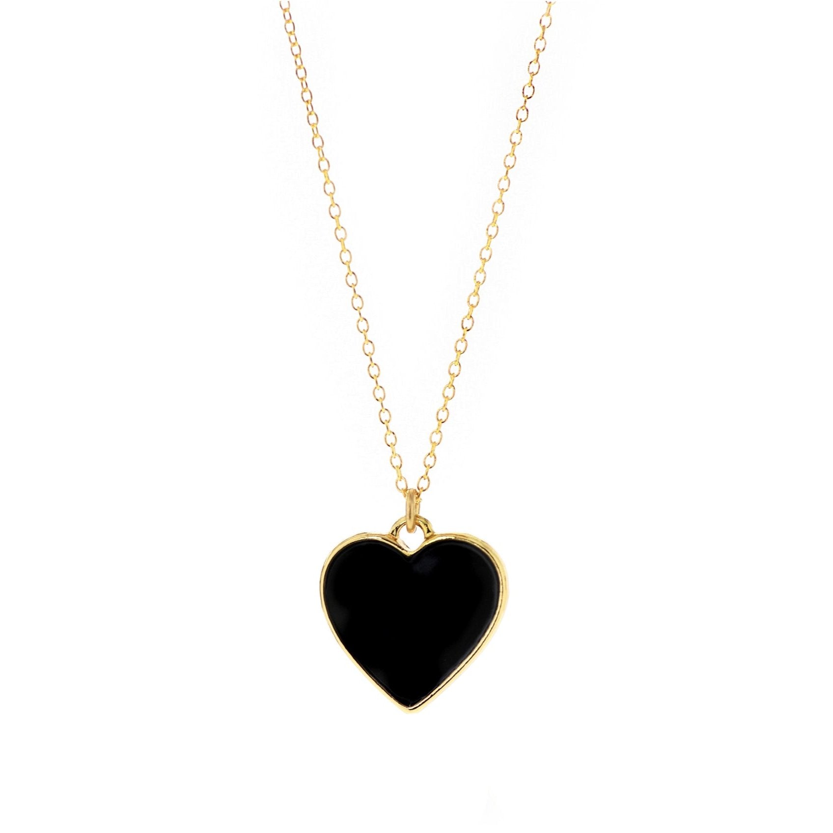 Black Enamel Heart Necklace