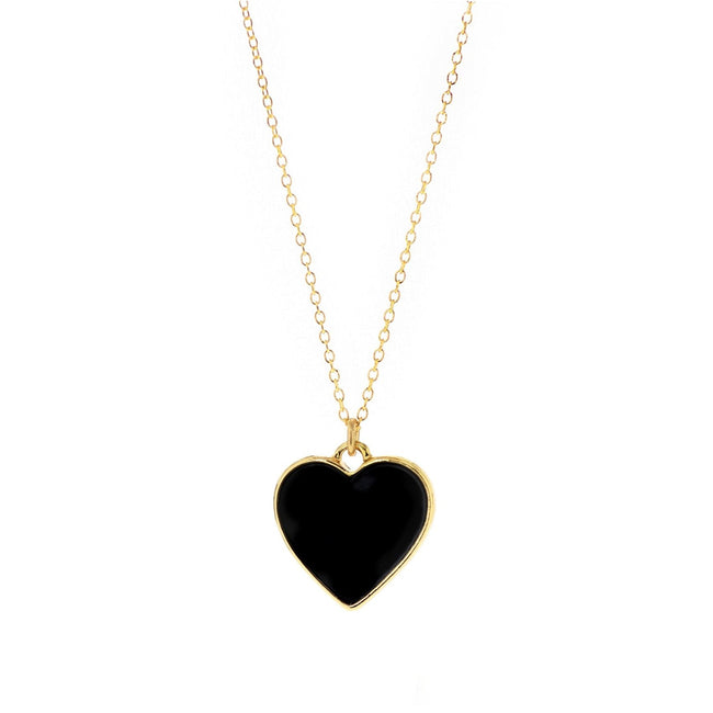 Black Enamel Heart Necklace
