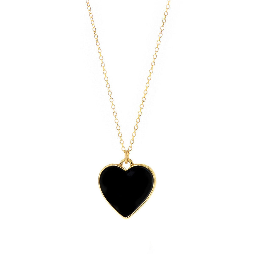 Black Enamel Heart Necklace