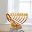 Matashi Hand-Painted Enamel Red Menorah Candelabra