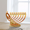 Matashi Hand-Painted Enamel Red Menorah Candelabra