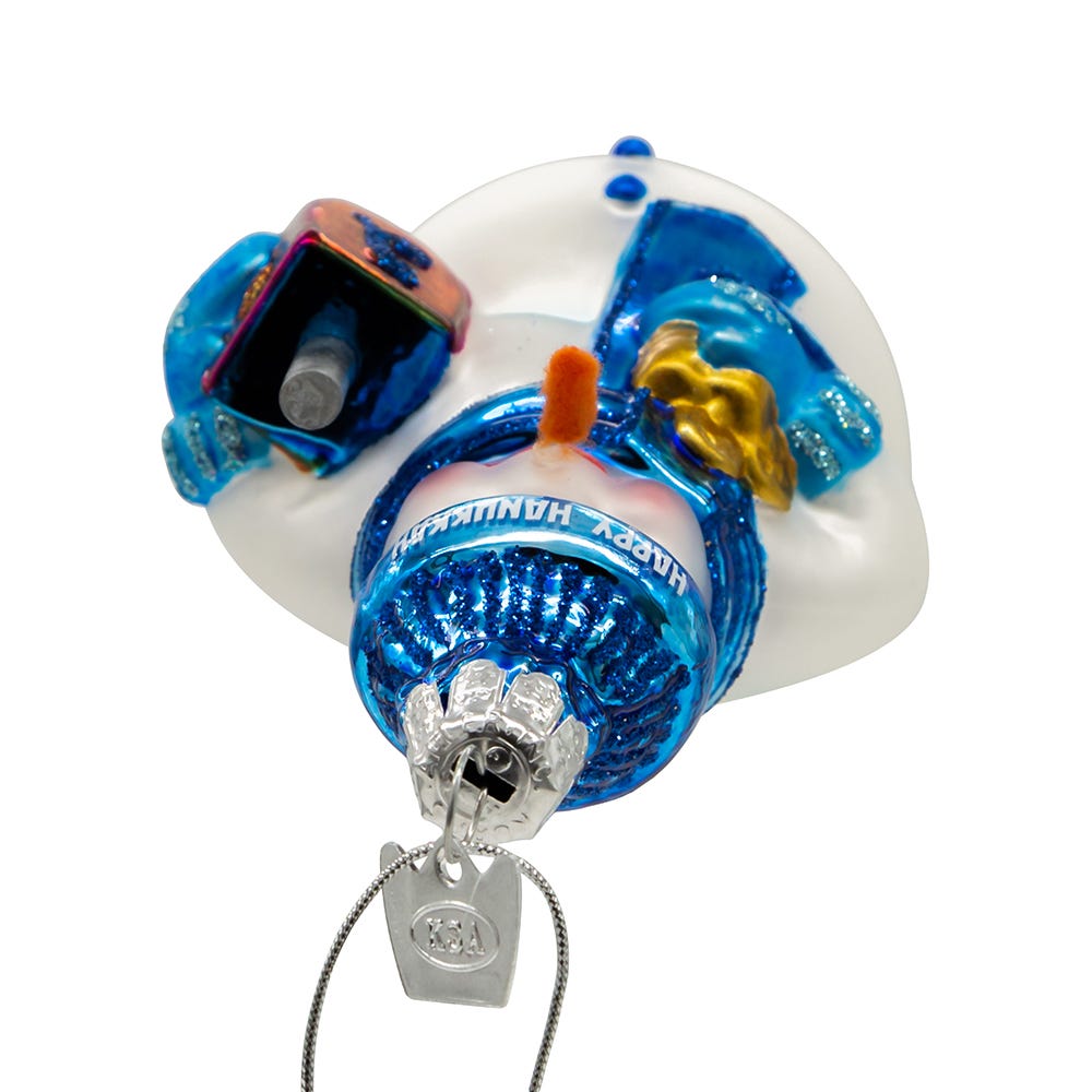 Noble Gems Glass Hanukkah Snowman Ornament