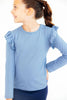 Dusty Blue L/S Ruffle Tee