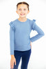 Dusty Blue L/S Ruffle Tee