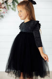 Black Shimmer 3/4 Sleeve Tutu Dress
