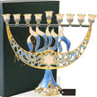 Matashi Hand-Painted Enamel Menorah Candelabra