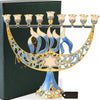Matashi Hand-Painted Enamel Menorah Candelabra