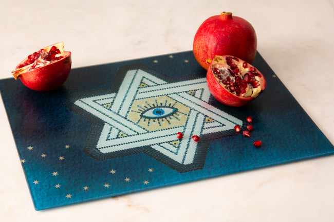 Sapira Glass Platter: XL Drip Tray / Latke Board / Challah Board