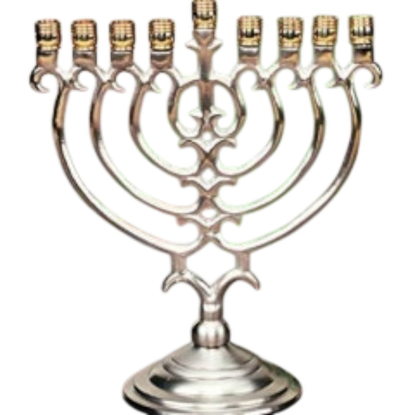 Nickle Brass Menorah - Tree Design